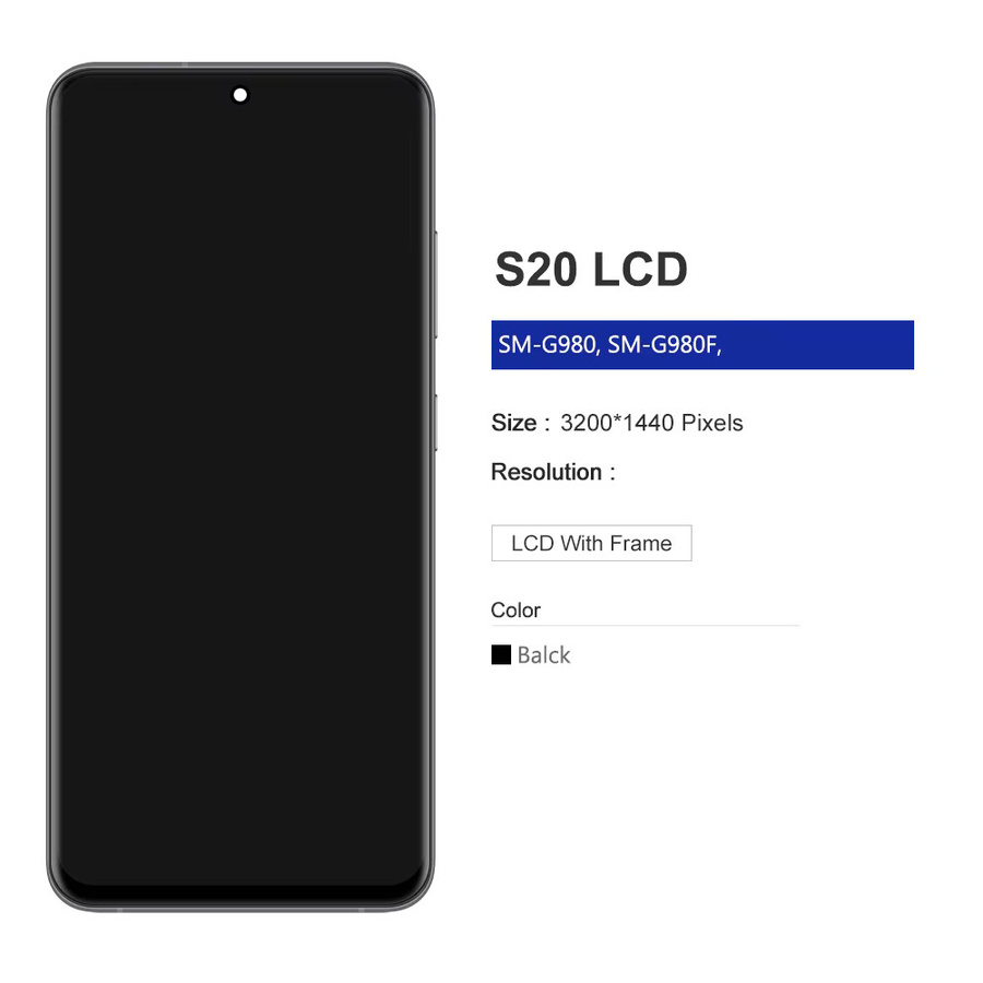 Samsung S20 Ersatz Display mit Rahmen inklusive 4G LCD Touchscreen Digitizer in Schwarz für G980 G980F G980F/DS - Bild 3