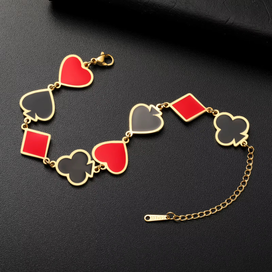 cazador Armband, Edelstahl, Gold, Damen, Poker-Karten-Charms - Bild 1