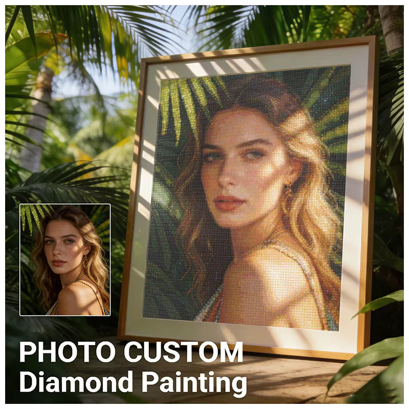 Huacan 5D DIY Diamant Mosaik Set mit personalisiertem Foto als Kreuzstich Malerei Kit in Multicolour, B/T/H: 20 x 20 x 20 cm - Bild 4