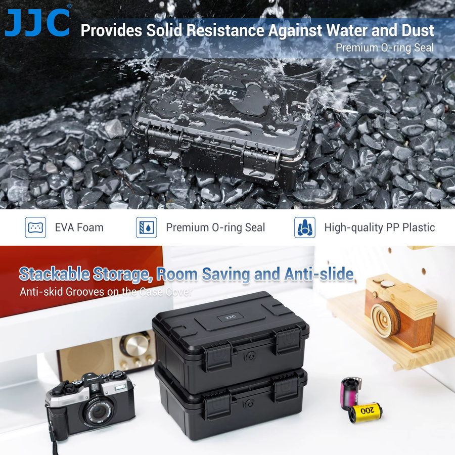 JJC Film-Hartschalen-Aufbewahrungskoffer für 15 Rollen 35 mm und 120 mm Fotofolie, wasserdicht und bruchsicher, Schwarz - Bild 3