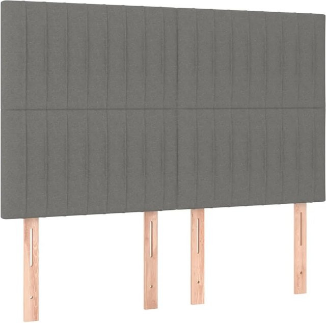vidaXL LED Kopfteil Dunkelgrau mit USB-Ladeport und integrierter Beleuchtung, B: 144 cm, T: 5 cm, H: 118 cm bis 128 cm - Bild 1