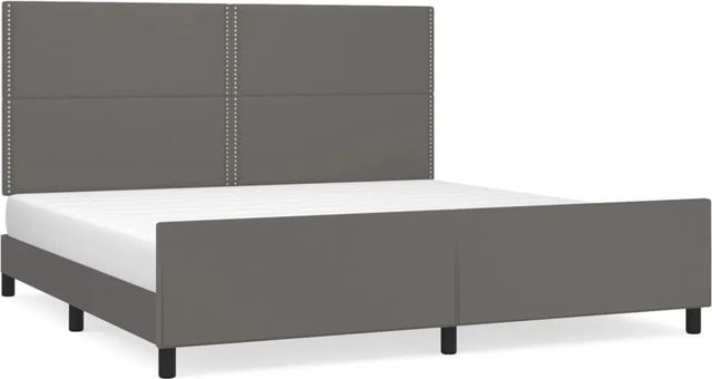 vidaXL Bettgestell mit Kopfteil in Grau aus Kunstleder und Holz, B/T/H: 200 x 203 x 128 cm - Bild 1