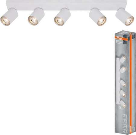 Osram ELEMENTAL White 5-Punkt LED Spot Leuchte, Weiß, B: 60,5 cm, T: 13,8 cm, H: 6 cm, 5xGU10, verstellbar