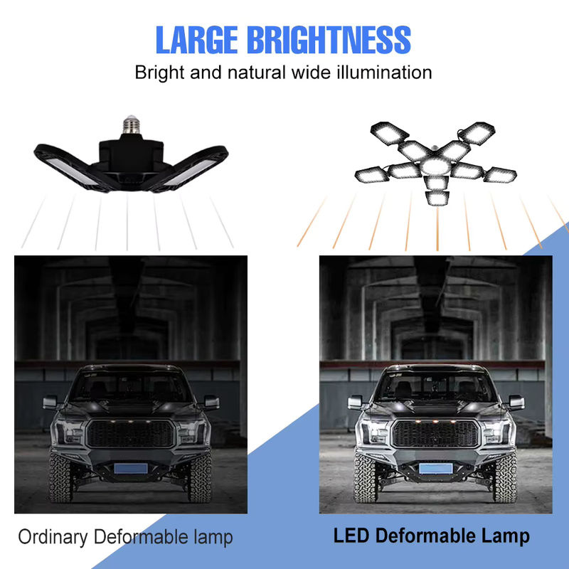 CanLing 400W LED Deckenleuchte E27 Schwarz verformbare Garagenlampe mit verstellbaren Panels für Industrie und Werkstatt - Bild 2