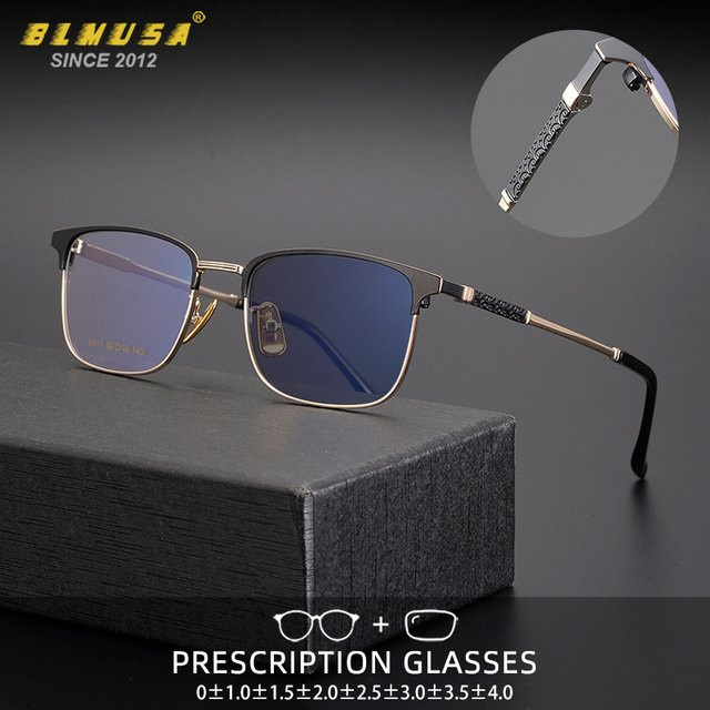 BLMUSA Lesebrille, Titan, Vollrand, rechteckig, Herren, Blaulichtfilter - Bild 1
