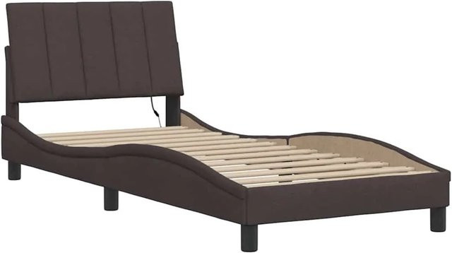 vidaXL Bettgestell mit gepolstertem Rahmen und USB-Ladeanschluss in Braun, B/T/H: 90 x 200 cm - Bild 1