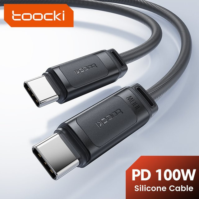 Toocki USB-C-Kabel mit 100W Schnellladefunktion und 480Mbps Datenübertragung aus Silikon für iPhone, MacBook Pro und Samsung S25 - Bild 1