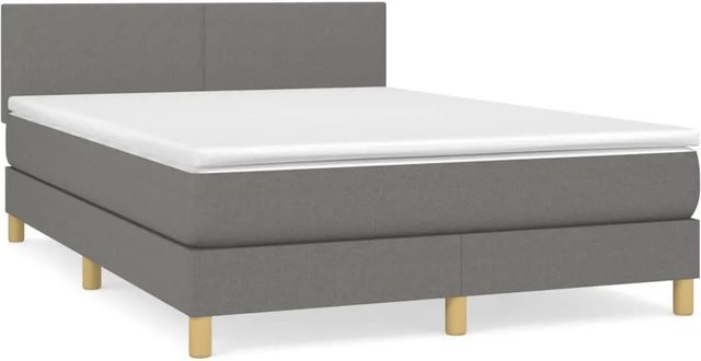 vidaXL Boxspringbett mit Matratze Hybrid-Design in Grau, B/T/H: 140 x 190 x 144 cm - Bild 1