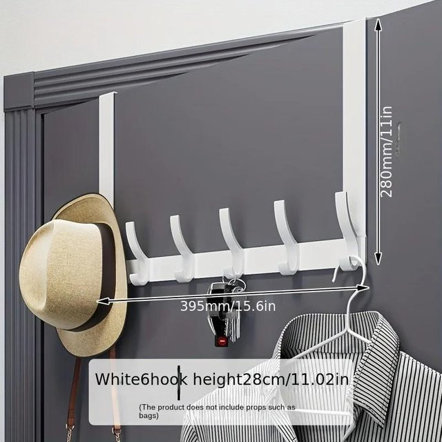 Yiran Furniture Wandmontierter Kleiderständer mit 6 Haken in Grau - Bild 1