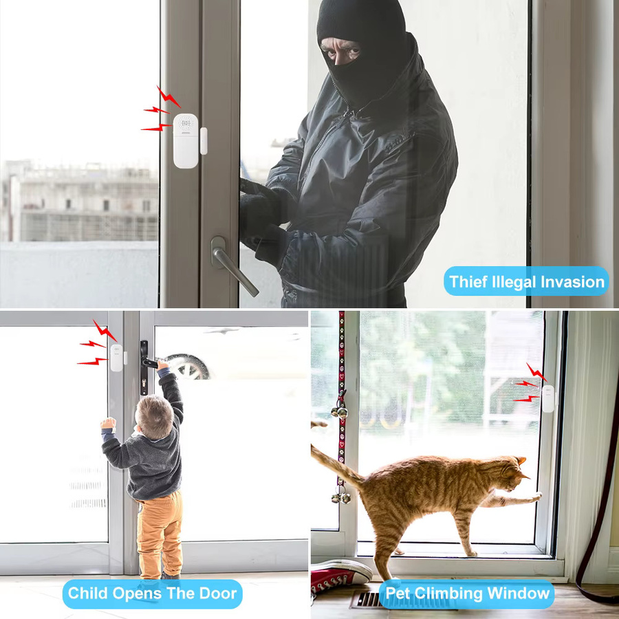 WSDCAM Tür- und Fenstersensor-Alarm in Weiß mit 130 dB Diebstahlschutz und magnetischem Sensor für Kindersicherheit und Einbrecherwarnung - Bild 3