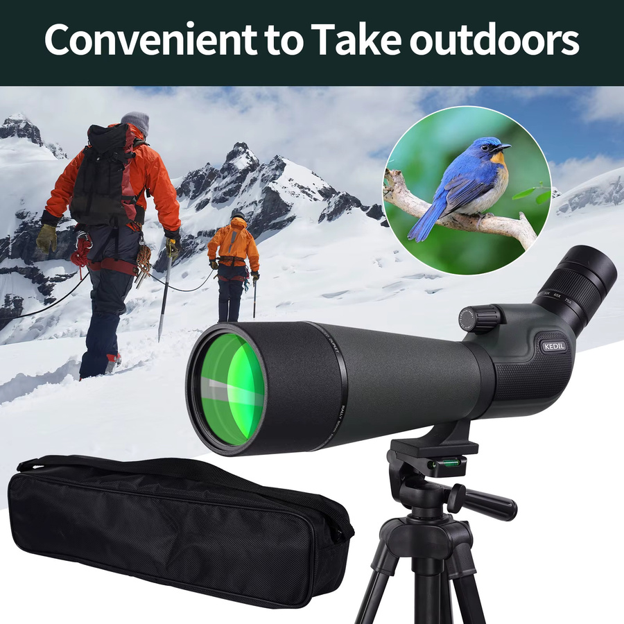 KEDIL Teleskop Spektiv mit 25-75x80 Zoom, FMC BAK7 Monokular inklusive Stativ und Telefonadapter für Vogelbeobachtung und Zielschießen in Schwarz und Grau - Bild 6