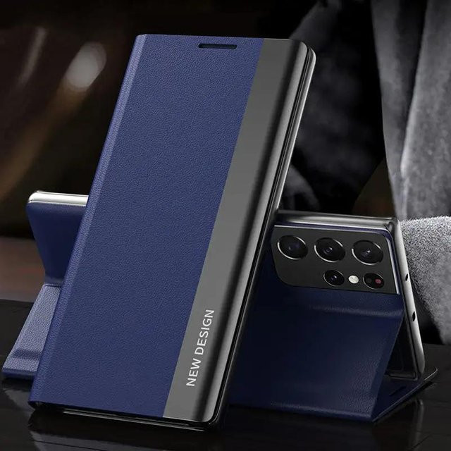 Leder Klapphülle für Samsung Galaxy S26 S25 S24 S23 S22 S21 S20 Ultra Plus Edge FE Note 20 Ultra mit Ständer Funktion in Blau - Bild 1