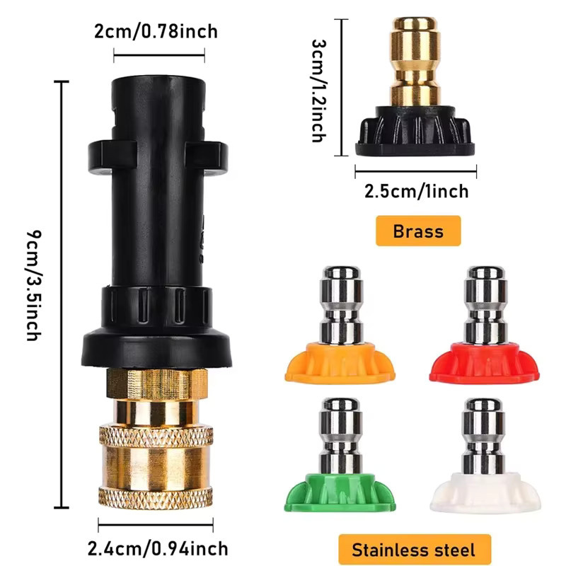 Hochdruckreiniger-Adapter-Set mit 1/4 Zoll Schnellverbindungsdüsen für Kärcher K2 bis K7, rote Autowaschpistole für Gartenbewässerung, 3000 PSI - Bild 4