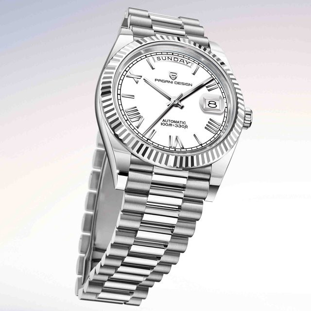PAGANI DESIGN Armbanduhr, Automatik, Edelstahl, weißes Zifferblatt, Herren - Bild 1