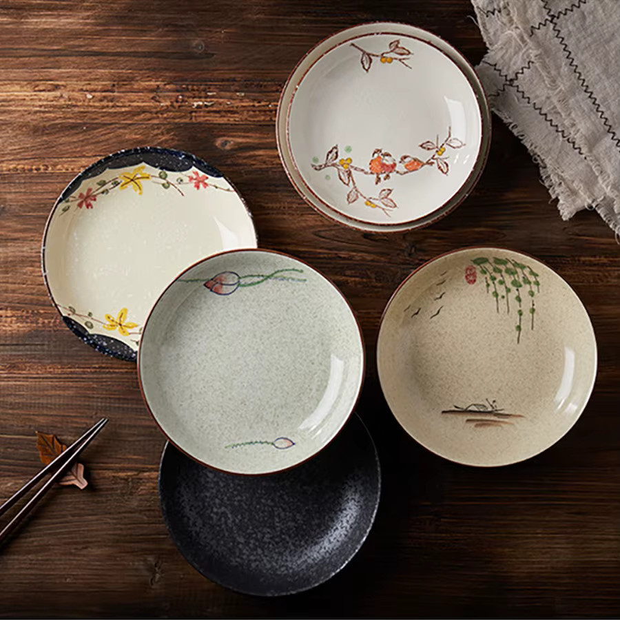 YWDL Japanischer Keramik-Teller mit floralem Design, handbemalt, Mehrfarbig, Durchmesser: 20,32 cm - Bild 3
