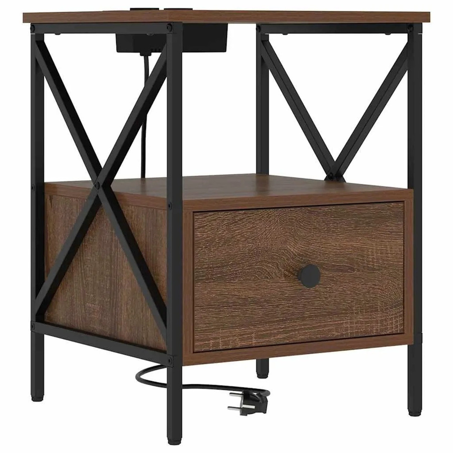 vidaXL Nachttisch in Braun Eichen-Optik mit modernem Design, B/T/H: 41,5 x 40,5 x 55 cm - Bild 2