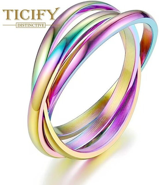 TICIFY Rotations- und Anti-Angst-Ringe, Titanstahl, Damen, 10 bunt - Bild 1