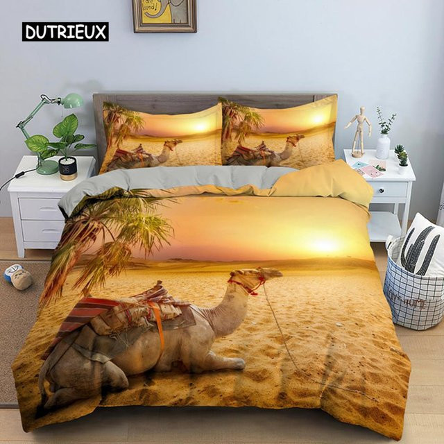 Binchi Outdoor Product Bettwäsche-Set 3D Wüstenkamel Braun, Polyester-Bettbezug mit Kissenbezug, B/H: 135 x 200 cm - Bild 1