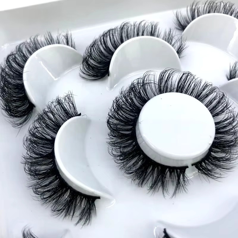 AMSDCN Künstliche Wimpern, 3D Nerz-Wimpern, Black, 5 Paar - Bild 3