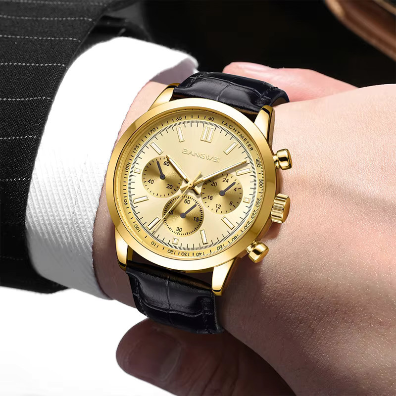 BANGWEI Armbanduhr Edelstahl, Quarz, Wochentag, Datum, Herren - Bild 3