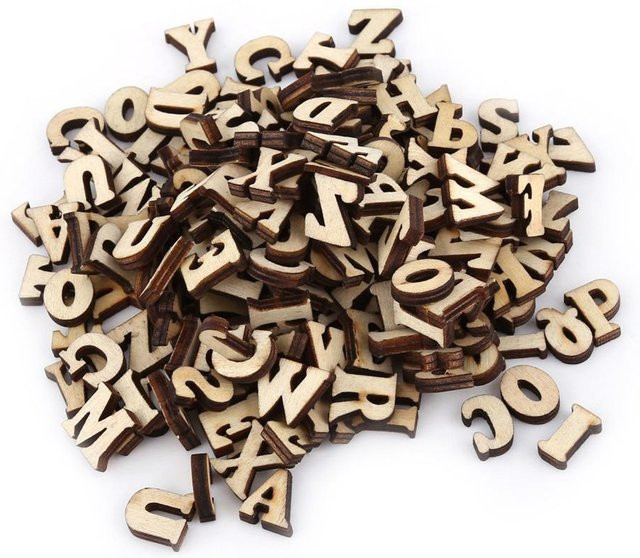 200 Stück Gemischte Holzbuchstaben und Zahlen in Braun für deine DIY Bastelprojekte und Dekorationen - Bild 1