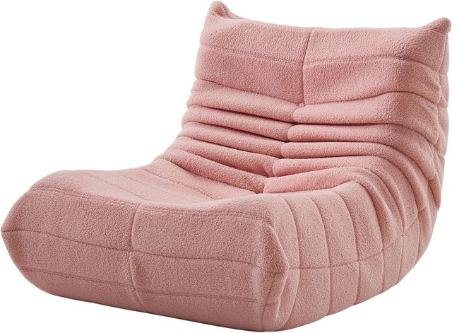 PXloue Stoffsofa Sitzsack aus Lammfellimitat mit komfortabler Polsterung in Pink - Bild 1