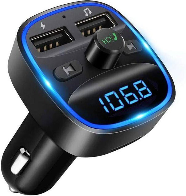 LENCENT Bluetooth FM Transmitter T25 Autoladegerät mit Freisprechanlage in Schwarz - Bild 1