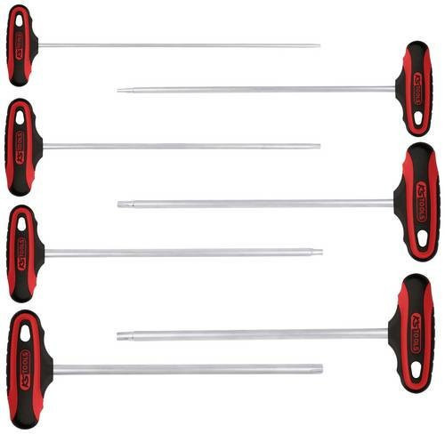 KS Tools ERGOTORQUEplus T-Griff RIBE Winkelstiftschlüssel-Satz 7-teilig M4-M10 in Rot-Silber - Bild 1