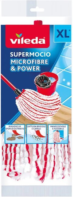 Vileda Ersatzkopf für Wischmopp SuperMocio Microfibre & Power in Rot und Weiß - Bild 1