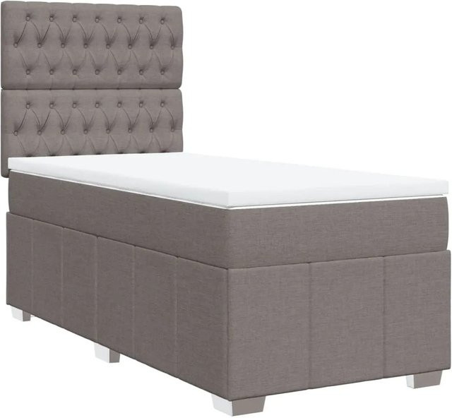 vidaXL Boxspringbett mit Matratze in Taupe, Breite: 90 cm, Tiefe: 200 cm - Bild 1