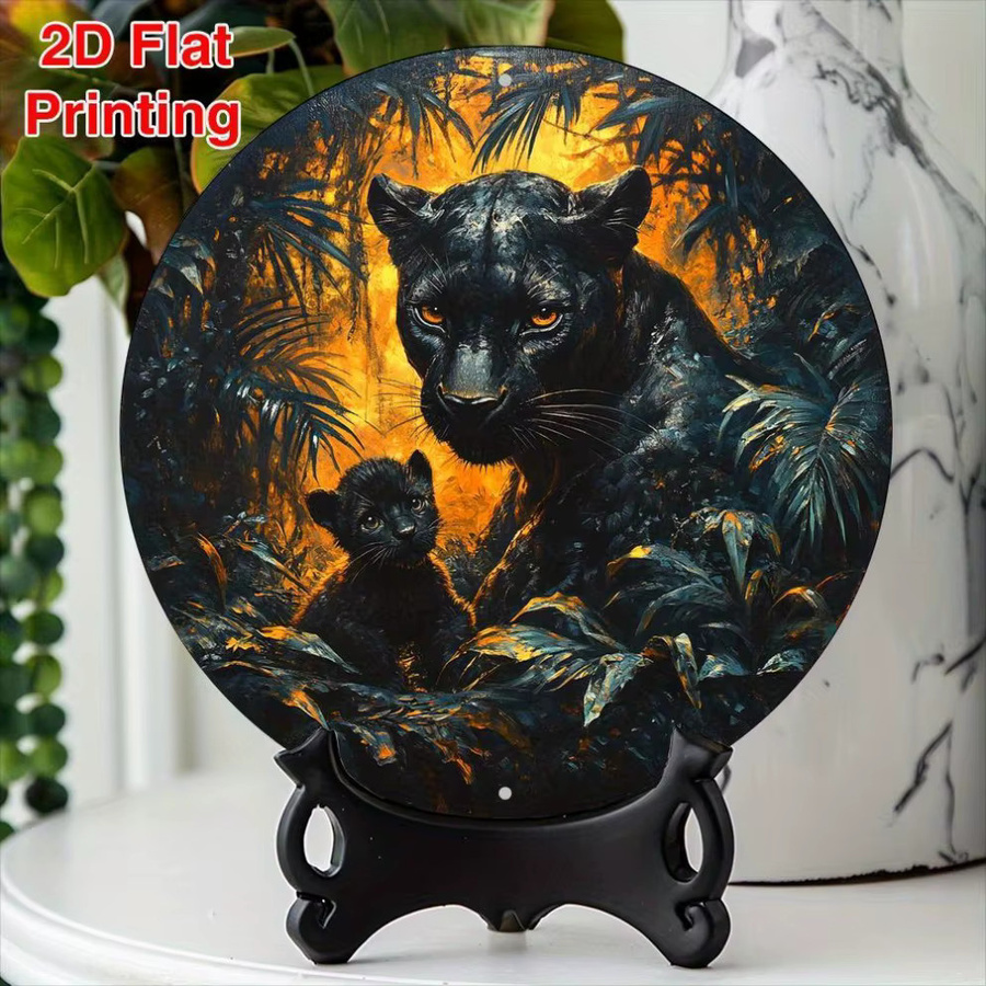 Rundes Aluminium Wandschild CIFBUY mit schwarzem Pantherjunges im Dschungel-Design, Durchmesser: 20,32 cm - Bild 4