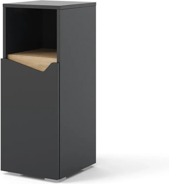 Vicco Midischrank Marelle Anthrazit Eiche mit Tür und offenem Fach, B/T/H: 30 x 30 x 74,5 cm - Bild 2