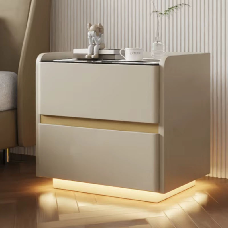 Moderner intelligenter Nachttisch aus massivem Holz mit kabelloser Aufladung, 2 Schubladen und Schloss für dein Schlafzimmer - Bild 4