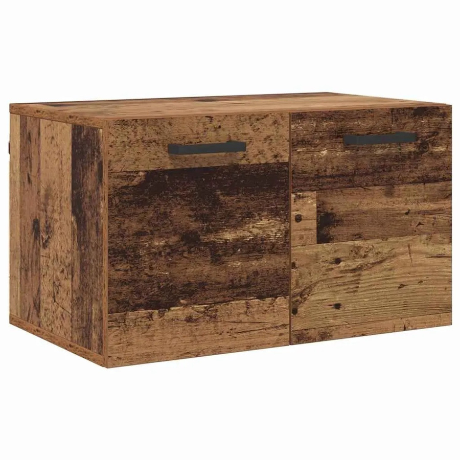 vidaXL Wandschrank Altholz-Optik in Braun mit Scharniertüren und Regalböden, B/T/H: 60 x 36,5 x 35 cm - Bild 2