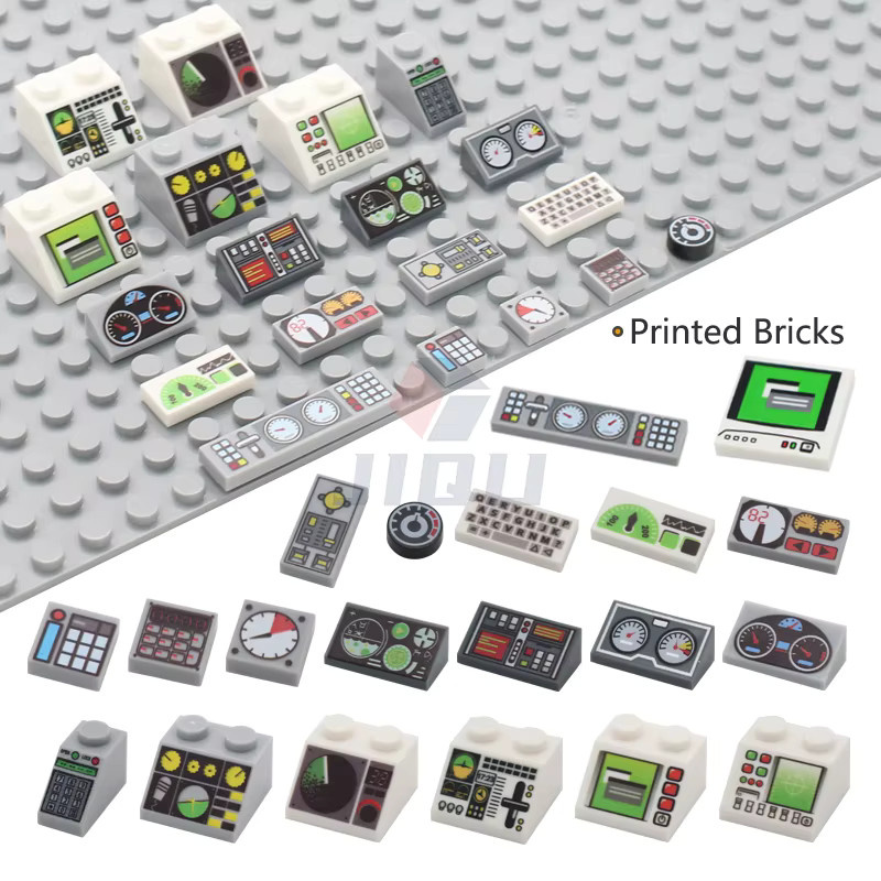 Lizhi City MOC Bausteine Teile Kit, Messgeräte Steuert Zentrum Radar Bildschirm Tastatur Muster Fliesen Hang Gedruckt Zubehör, Weltraum - Bild 2