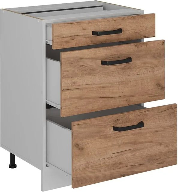 Vicco Küchenunterschrank R-Line Goldkraft Eiche und Weiß, B/T/H: 60 x 46 x 81,6 cm - Bild 1