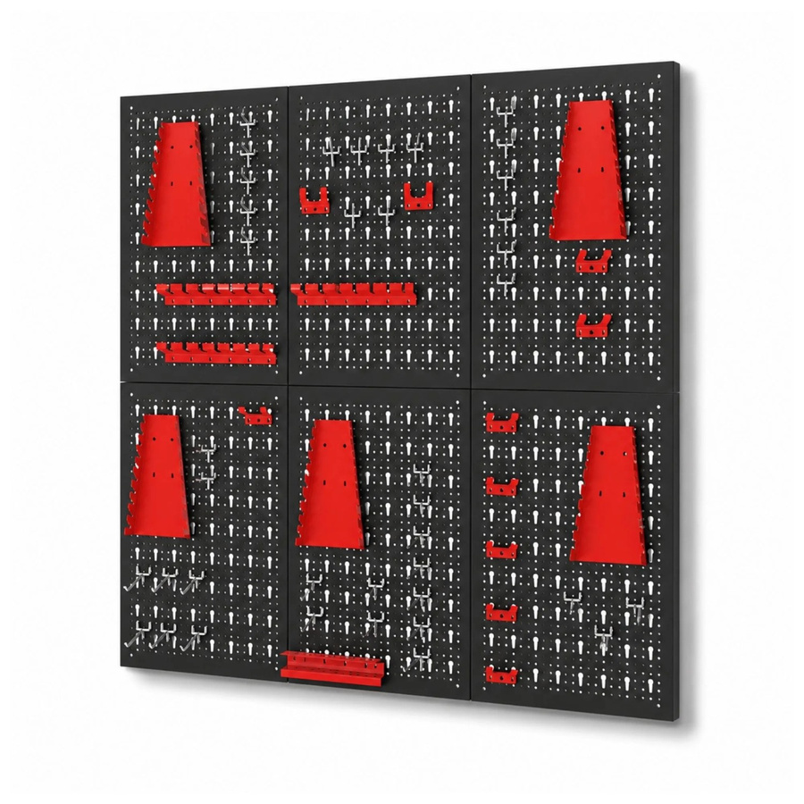 PROREGAL Werkzeug Lochwand Set ARES aus Metall in Schwarz mit 58 Haken und Halterungen, B: 240 cm, H: 60 cm - Bild 2