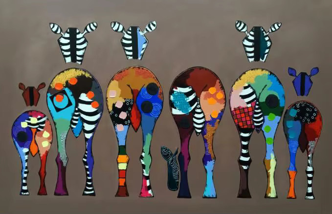 Abstrakte Zebra Leinwand Kunst von HALFLEMART in Multicolour als modernes Wandbild mit afrikanischem Tiermotiv - Bild 7