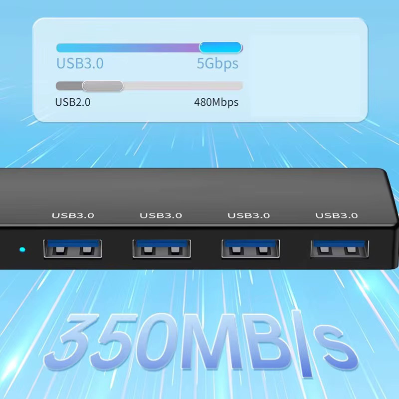 Goldpo USB 3.0 Hub 4-Port Multi-Splitter-Adapter in Schwarz für Laptop und PC - Bild 3