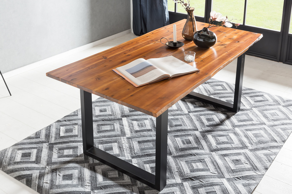 SalesFever Esstisch aus Akazienholz und Metall im Industrial Design, Braun/Schwarz, B: 145 cm, T: 80 cm - Bild 1