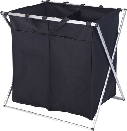 Pocoline Wäschesammler aus Aluminium und Stoff in Schwarz, B/H/L: 40 x 59 x 61,5 cm