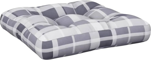 vidaXL Palettenkissen Grau Karomuster aus Polyester, wasserabweisend und UV-beständig, B/T/H: 50 x 50 x 12 cm - Bild 1
