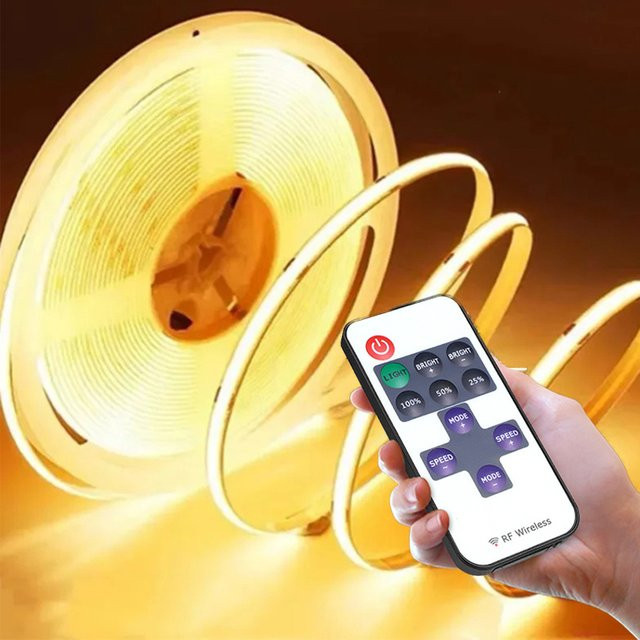 Acosh Neon Dimmbare FCOB-LED-Lichtleiste mit RF-Fernbedienung, USB-betrieben, Warmweiß, Selbstklebend - Bild 1