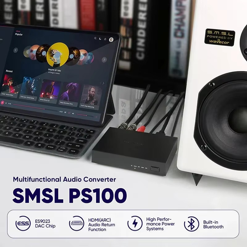 SMSL PS100 Multifunktionaler Audio-Konverter DAC mit HDMI ARC und ES9023 Chip in Schwarz - Bild 6