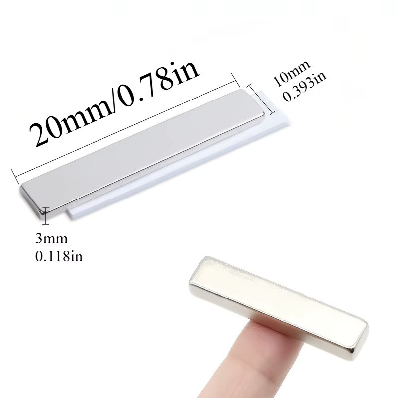 U-POLEMAG Quadratische Mini-Magnete in Silber für DIY-Projekte und Elektronik B/T/H: 20 x 10 x 2 mm und 20 x 10 x 3 mm - Bild 1
