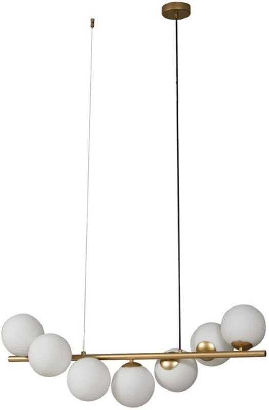 Lucande Pendelleuchte Isandro in Gold mit Opalglas und 7 Leuchten für G9 Leuchtmittel - Bild 1