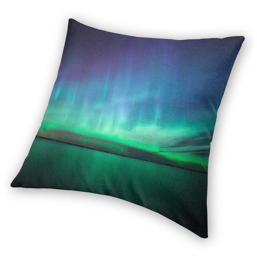 Green Harvest Dekorative Kissenhülle Nordlichter Finnland, quadratisch, Multicolour, Material: Polyester, Leinen und Samt, B/T/H: 45 x 45 x 0 cm - Bild 3