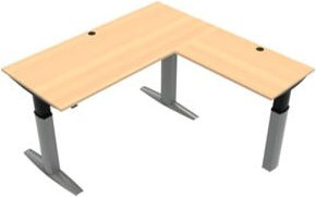 STIER Elektrisch höhenverstellbarer Eck-Schreibtisch 501-23 in Buche mel. Braun, B/T: 180 x 180 cm, Höhe: 68-120 cm - Bild 1