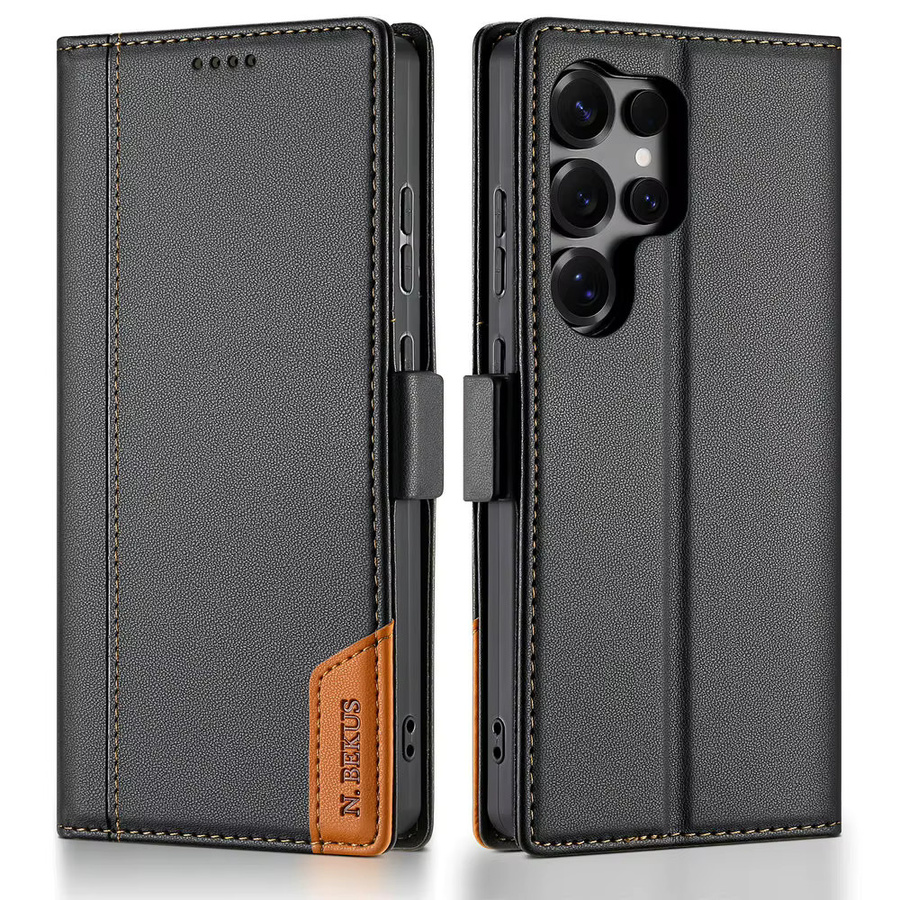 Luxuriöse Leder-Klapphülle mit Ständer und Kartenfach für Samsung Galaxy S26 S25 S24 S23 S22 S21 S20 Edge Ultra FE Plus in Schwarz oder Rot - Bild 5