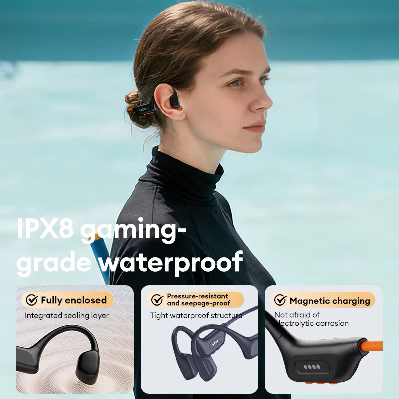 Lenovo S106 True Bone Conduction Headset Bluetooth 6.0 IPX8 wasserdichte Kopfhörer mit 32 GB MP3-Speicher und Mikrofon in Schwarz oder Orange - Bild 5